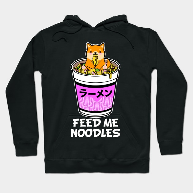 Feed Me Noodles - Cute Puppy In A Giant Cup Of Noodles - Ramen Lover Gifts, Noodle Lover Gifts, Dark Hoodie by PorcupineTees